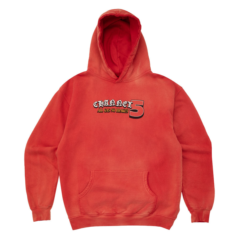 ALL GAS | RED SUN-FADED HOODIE