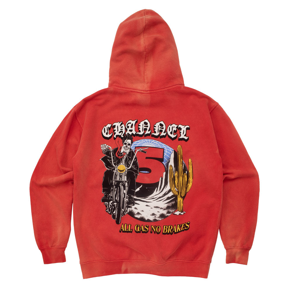 ALL GAS | RED SUN-FADED HOODIE