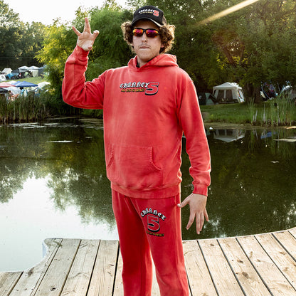 ALL GAS | RED SUN-FADED SWEATPANTS